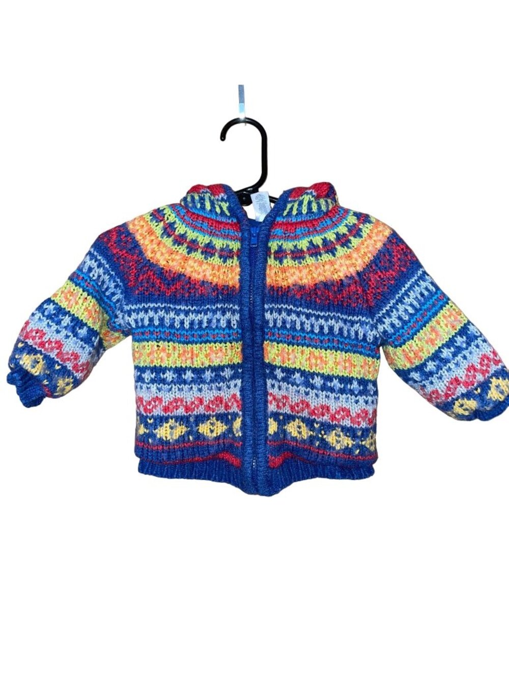 Gap Colorful  Infant Zip Up Cardigan Hooded Sweater Nordic Design 6-12 months